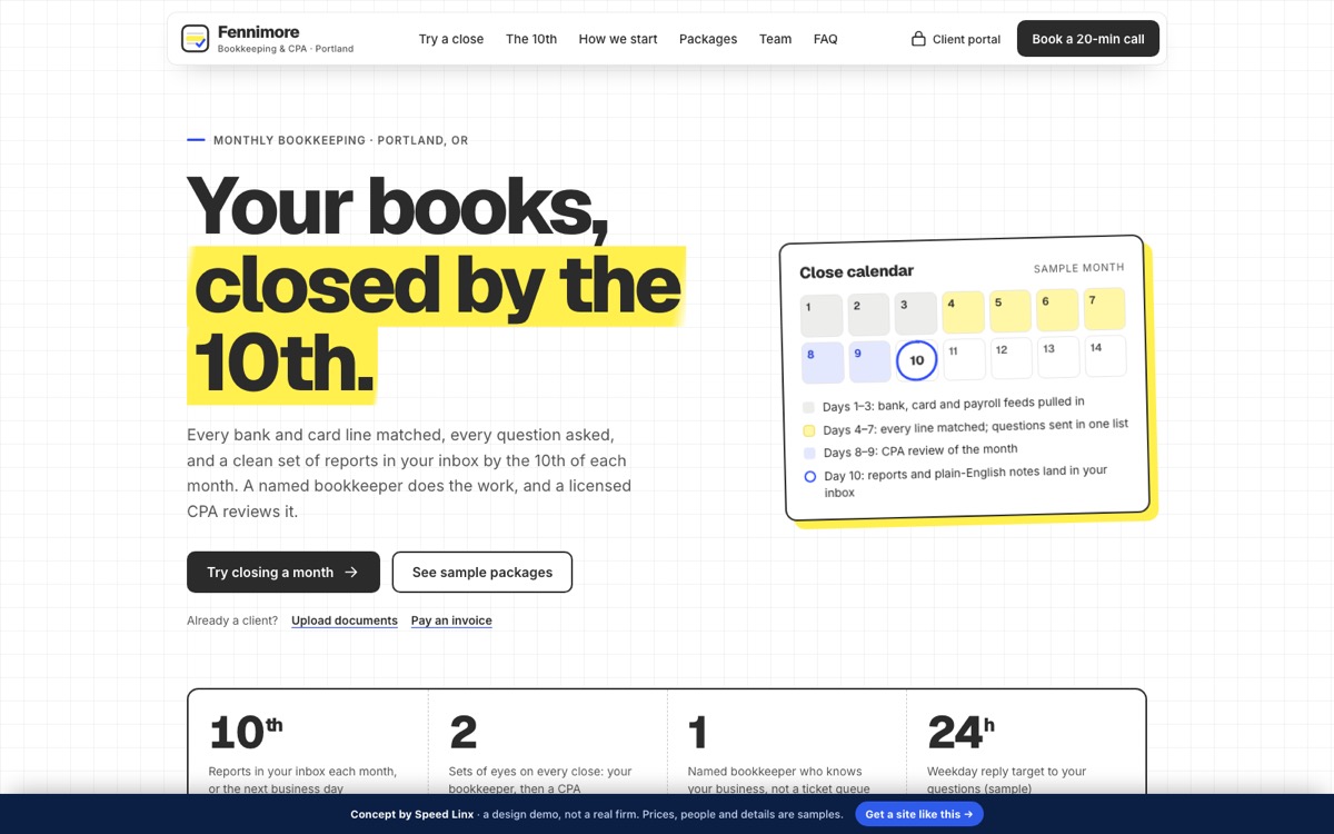 Fennimore Bookkeeping & CPA concept website