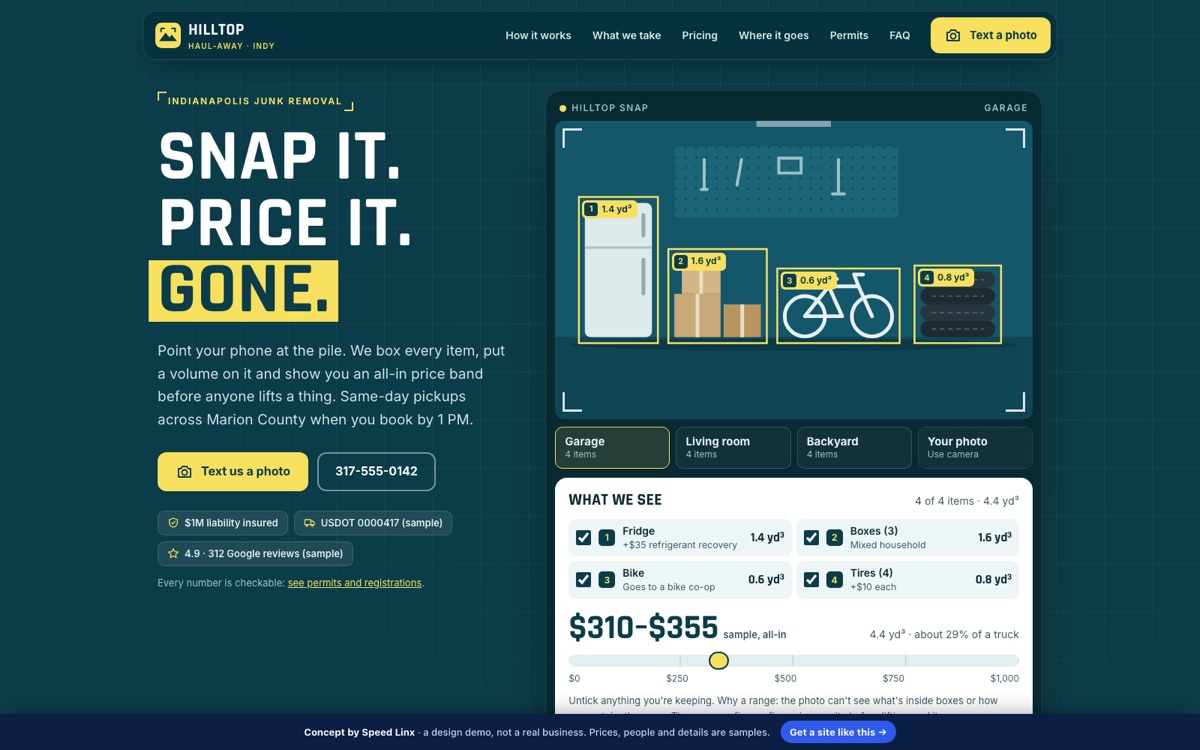 Hilltop Haul-Away concept website