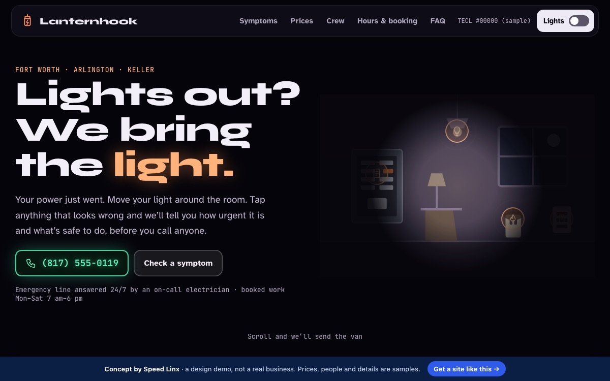 Lanternhook Electric concept website