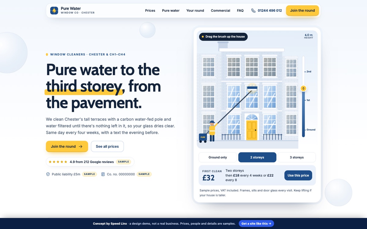 Pure Water Window Co concept website