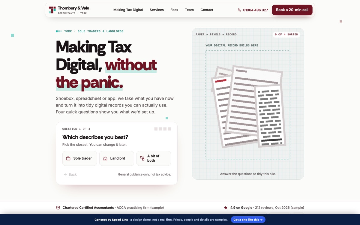 Thornbury & Vale Accountants concept website