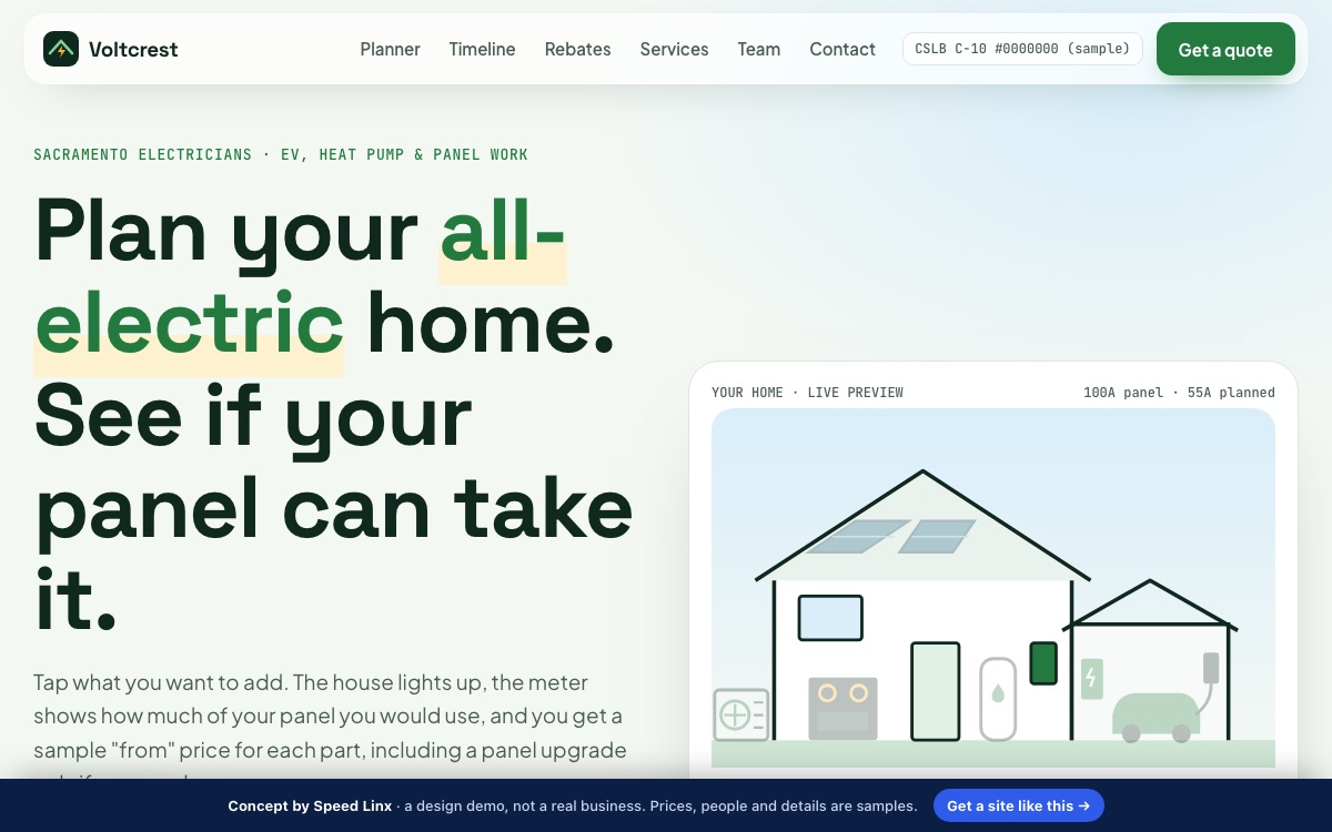 Voltcrest Electric concept website
